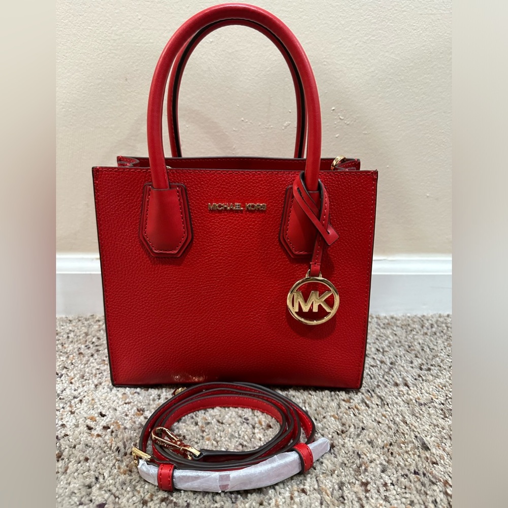 Michael Kors Mercer Medium Bright Red Crossbody Bag